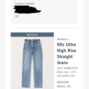 Abercrombie 90’s ultra high rise straight jeans